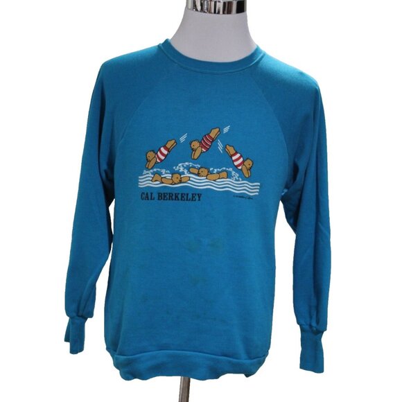 Vintage California Berkley Swimming Bears Crewneck Crew Sweatshirt Sweater 80s M